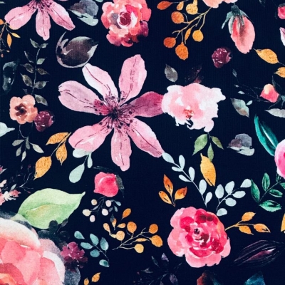 Jersey | Aquarell Blumen | digital marineblau